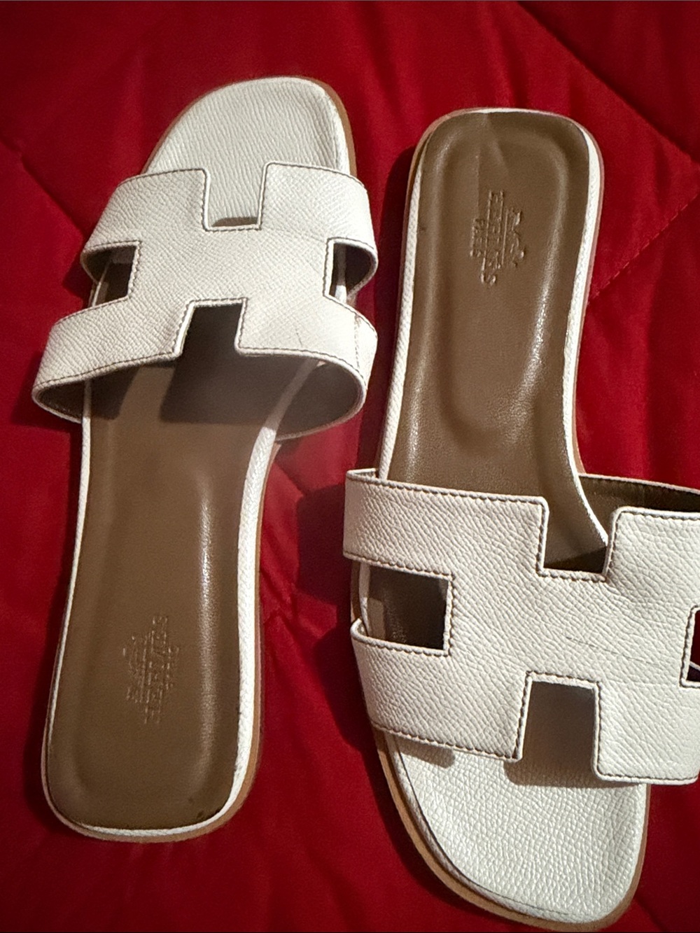 Women's White H-Cut Slide Sandals